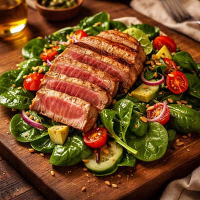 Image of Grilled Tuna on Spinach Salad