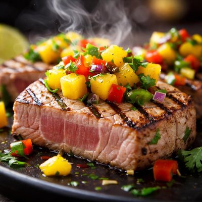 Image of Grilled Tuna Steaks with Mango Salsa