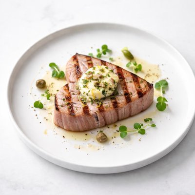 Image of Grilled Tuna with Lemon Anchovy Butter