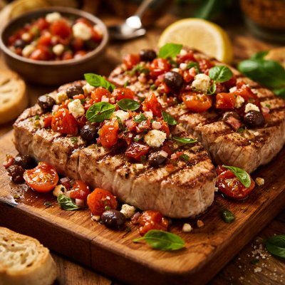 Image of Grilled Tuna with Tomato Feta Relish