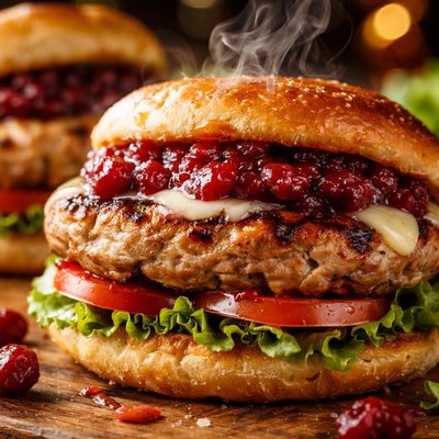 Image of Grilled Turkey Burgers with Cranberry Spread