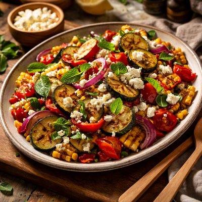 Image of Grilled Vegetable Salad with Feta and Mint