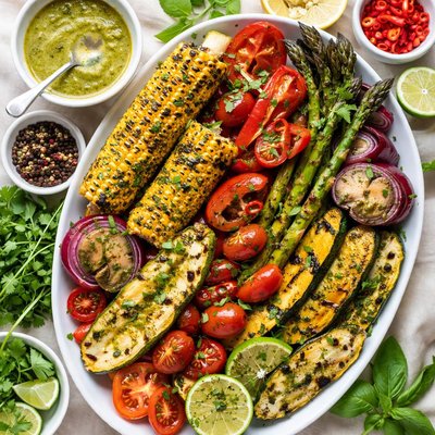 Image of Grilled Vegetables with Green Curry Marinade