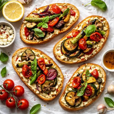 Image of Grilled Veggies on Toasted Ciabatta Bread