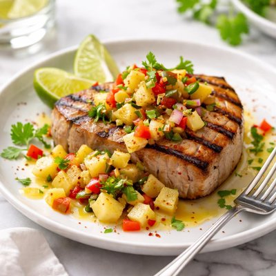 Image of Grilled Yellowtail Tuna and Pineapple Salsa