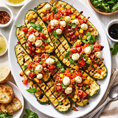 Image of Grilled Zucchini with Caprese Salsa