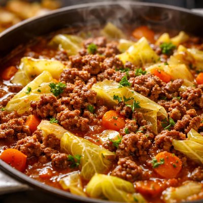 Image of Ground Beef and Cabbage Stew