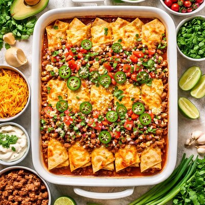 Image of Ground Beef and Texas Bean Enchiladas