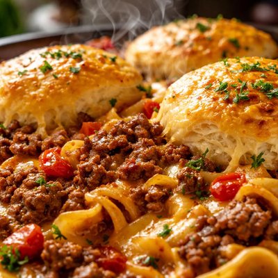 Image of Ground Beef Casserole with Biscuits