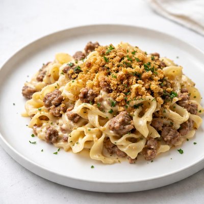 Image of Ground Beef Noodle Cream of Chicken Soup Casserole