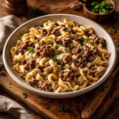 Image of Ground Beef Noodles in Sour Cream