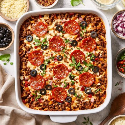 Image of Ground Beef Pizza Casserole
