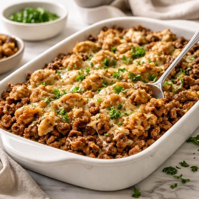 Image of Ground Beef Stuffing Casserole
