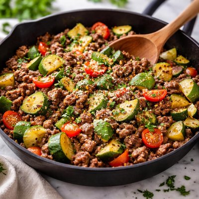 Image of Ground Beef Zucchini Skillet Meal