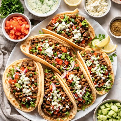 Image of Ground Lamb Gyros with Cucumber Yogurt Sauce
