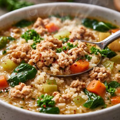 Image of Ground Turkey and Rice Soup