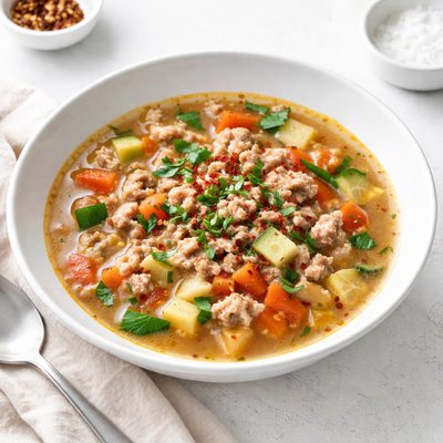 Image of Ground Turkey and Veggie Soup