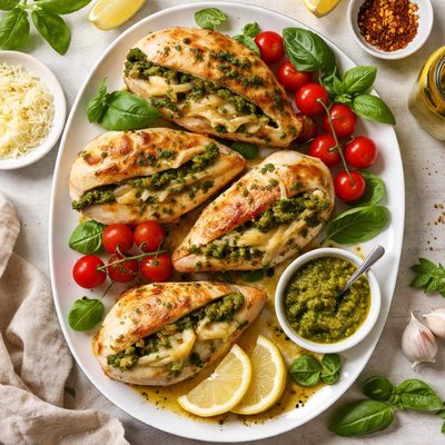 Image of Gruyere and Pesto Filled Chicken Breasts