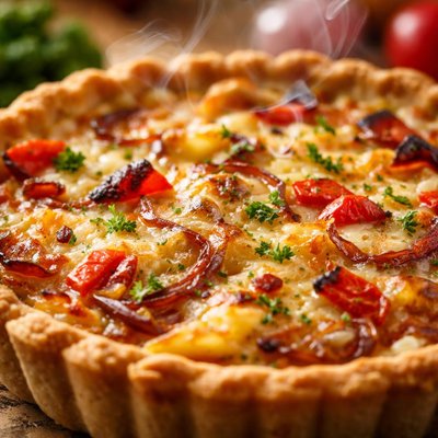 Image of Gruyere Quiche with Onion Red Pepper