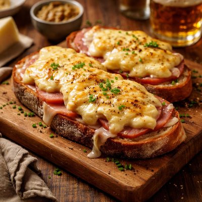 Image of Gruyere Rarebit with Ham