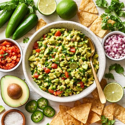 Image of Guacamole with Green Chili Peppers