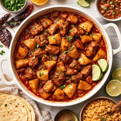 Image of Guajillo Spiced Pork and Potatoes Puerco Y Papas Al Guajillo