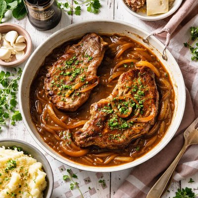 Image of Guinness Chops with Onion Gravy