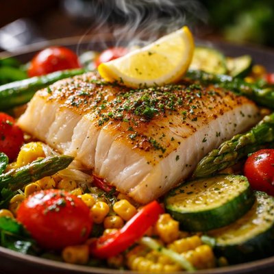 Image of Haddock with Fresh Summer Vegetables