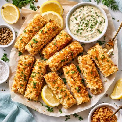 Image of Halibut Fish Sticks with Dill Caper Tartar Sauce