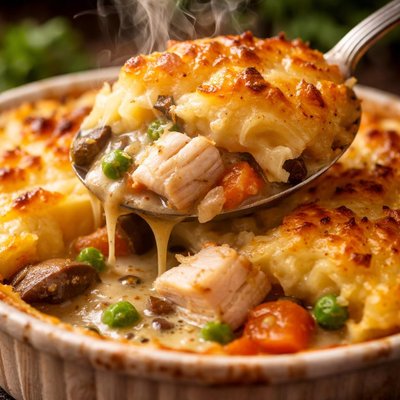 Image of Halibut Pot Pie with Mashed Potato Crust