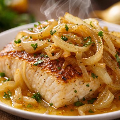 Image of Halibut Smothered in Vidalia Onions