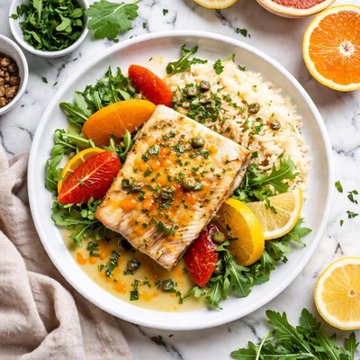 Image of Halibut with Citrus Dijon Sauce