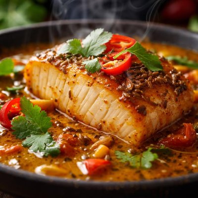 Image of Halibut with Cumin Pepper Curry