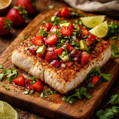 Image of Halibut with Strawberry Salsa
