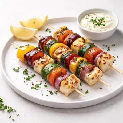 Image of Halloumi and Vegetable Kebabs