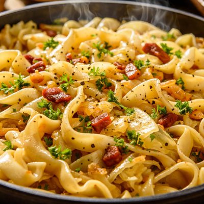 Image of Haluski Pan Fried Cabbage and Noodles