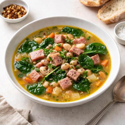 Image of Ham and Bean Soup with Spinach