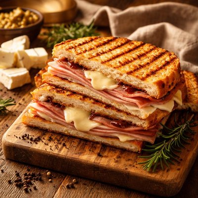 Image of Ham and Brie Panini Sandwich