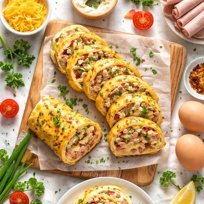Image of Ham and Cheese Omelet Roll