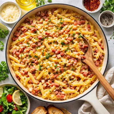 Image of Ham and Cheese Pasta Skillet
