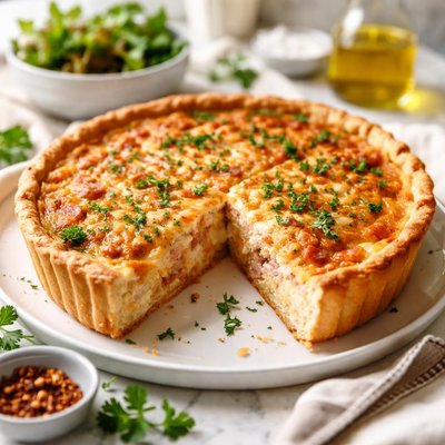 Image of Quiche sin gluten de jamón y queso.