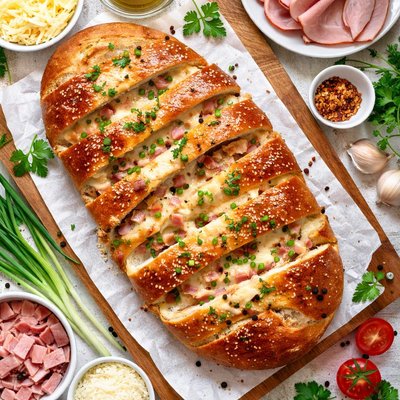 Image of Ham and Cheese Stuffed Bread