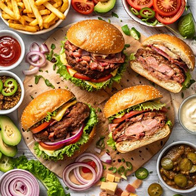 Image of Ham and Cheese Stuffed Burgers