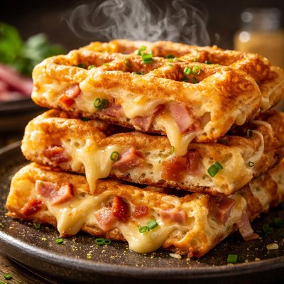 Image of Ham and Cheese Waffles