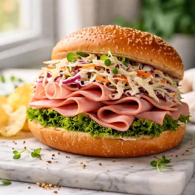 Image of Ham and Coleslaw Sandwich
