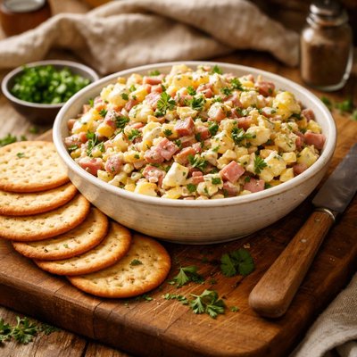 Image of Ham and Egg Salad with Crackers