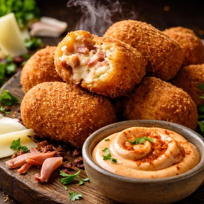 Image of Ham and Manchego Croquetas with Smoked Paprika Aioli