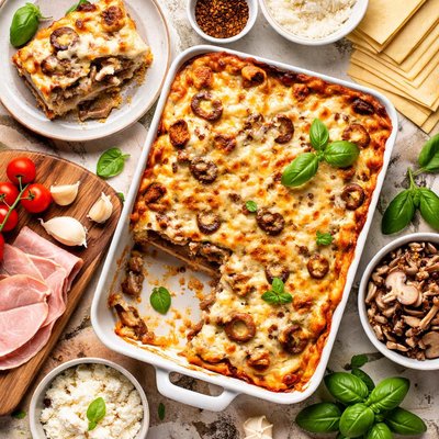 Image of Ham and Mushroom Lasagna