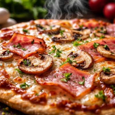Image of Ham and Mushroom Pizza