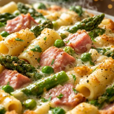Image of Ham Asparagus and Pasta Casserole